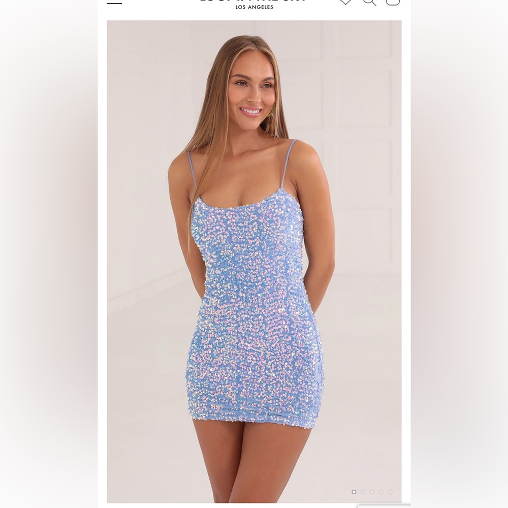 Blue sequin mini dress